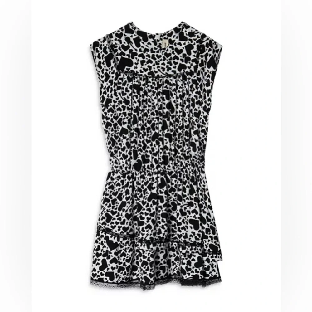 Zadig & Voltaire Freja Dress Heart Print Black White Tunic Girls NWOT